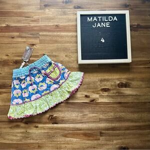 NWT Matilda Jane Enchanted Garden Modern Mix Floral Ruffle Skirt Blue Purple 4
